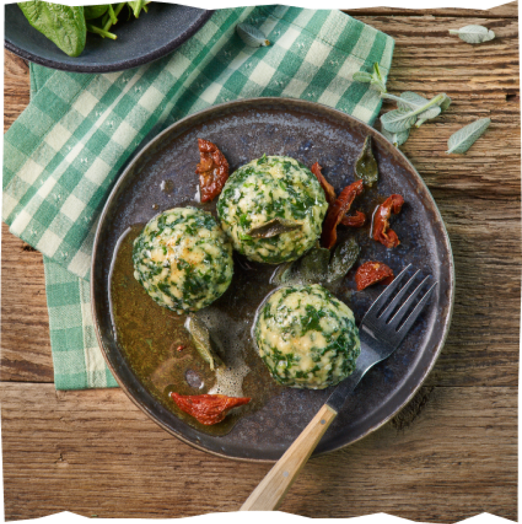 Deftige Spinat-Käseknödel.