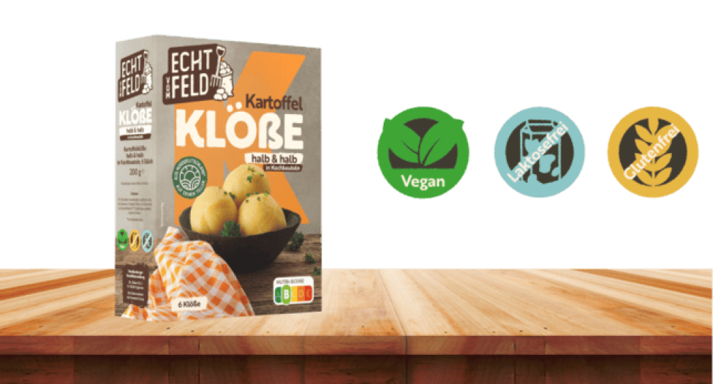 Vegane, laktosefreie und glutenfreie Kartoffelklöße halb & halb für Pulled Chicken Kartoffelauflauf.