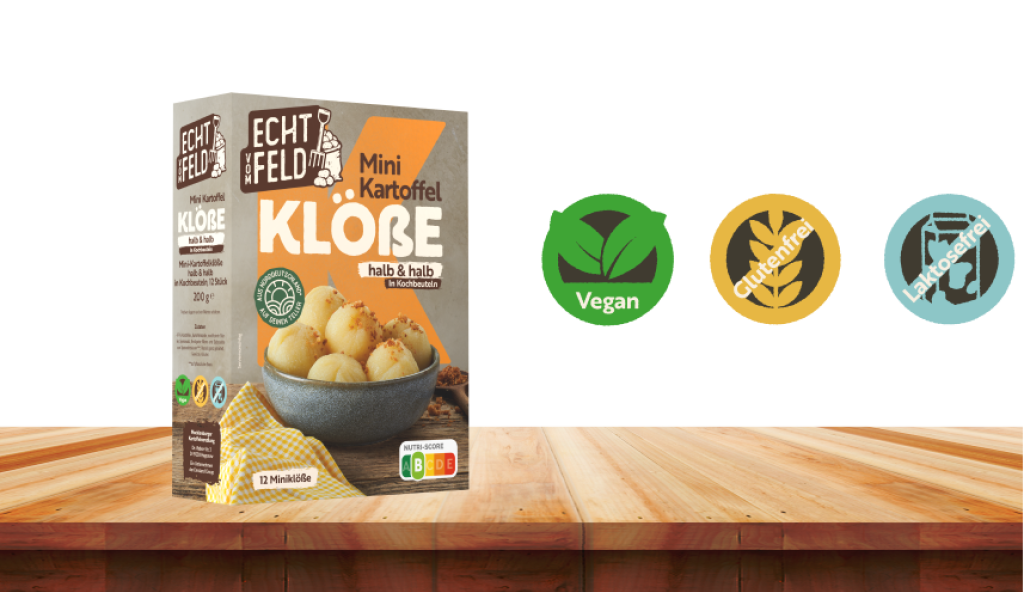 Mini-Kartoffelklöße halb & halb.