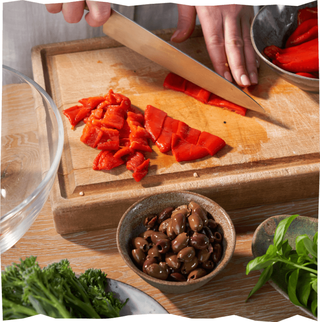 Echt vom Feld Bratkartoffelsalat, Schritt 4, Vorbereitung der Grillpaprika.