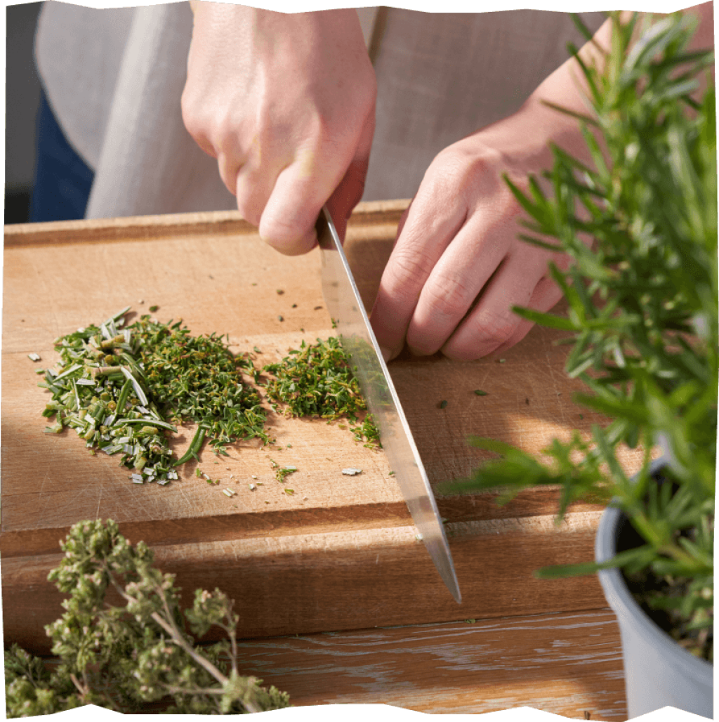 Echt vom Feld Bubble-Bread, Ofenbrot, Kartoffelbrot mit Käse und Kräutern, Schritt 2, Kräuter hacken.